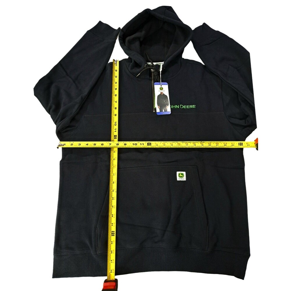 John Deere Men's L Quarter Zip Hoodie Cotton Rich Heavyweight Embroidered Black - Picture 11 of 11